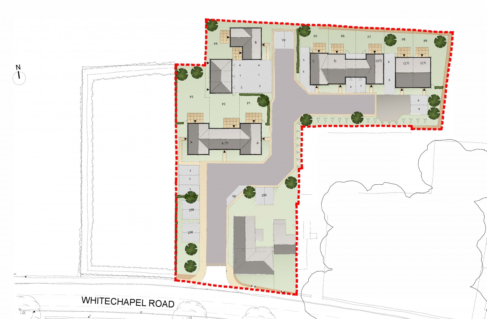 An architectural drawing of the proposed residential housing plan.